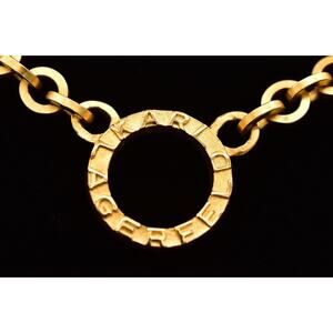 Karl Lagerfeld Vintage Logo Collar Necklace Logo Chunky Brushed Gold 1980s BinR